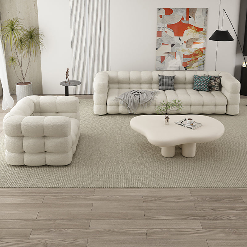 35" Wide Scandinavian Sofa Bed White Fabric Seating with Pillows Clearhalo 'furn' 'furn_sofas' 'Furniture' 'Living Room Furniture' 'Sofa' 'sofas' 6855309