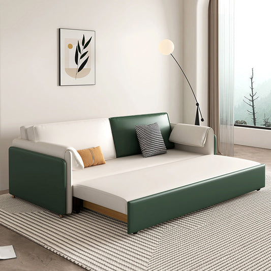 Modern Square Arms Sofa Pillows Included Solid Back Settee with Metal Legs