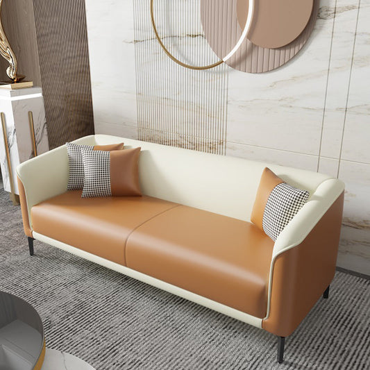 Contemporary Faux Leather Tight Back Flared Arm Living Room Seating