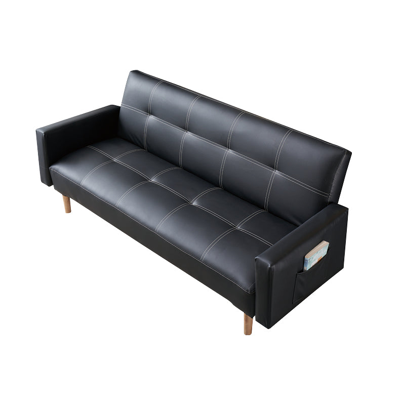 Contemporary Tufted Square Arm Living Room Faux Leather with Storage Seating