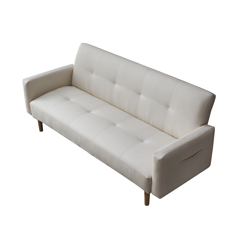 Contemporary Tufted Square Arm Living Room Faux Leather with Storage Seating