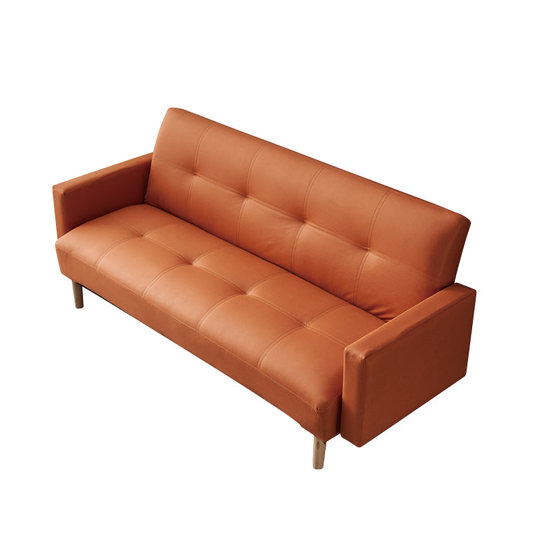 Contemporary Tufted Square Arm Living Room Faux Leather with Storage Seating