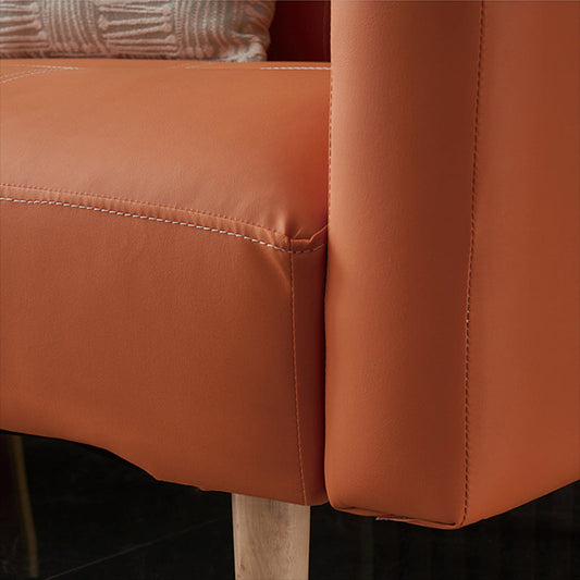 Contemporary Tufted Square Arm Living Room Faux Leather with Storage Seating