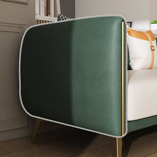 Wooden Square Arms Sofa Pillows Included Back Settee with Metal Legs