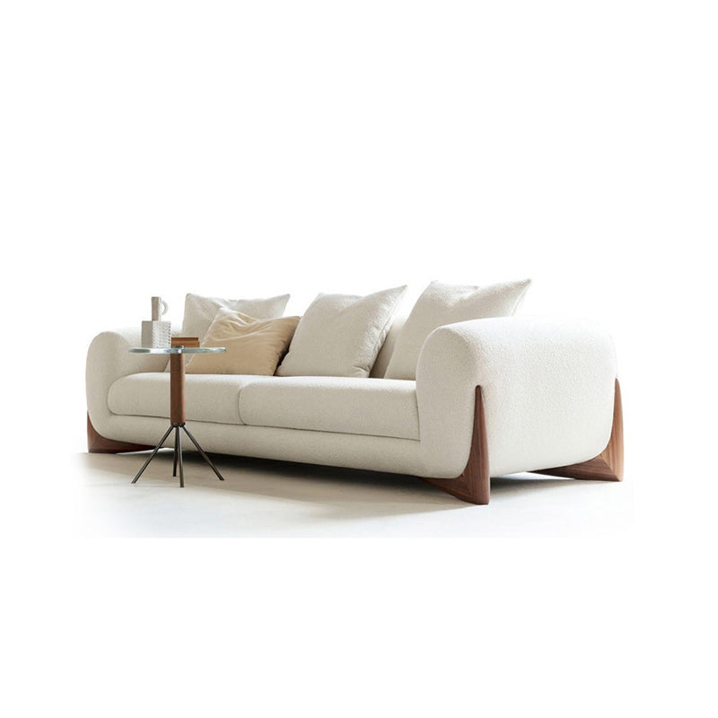 Contemporary Solid Color Settee Foam Single Cushion Seat Sofa for Living Room 86.5"L x 37.5"W x 25.5"H Wool Clearhalo 'furn' 'furn_sofas' 'Furniture' 'Living Room Furniture' 'Sofa' 'sofas' 6855661