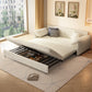Faux Leather Sofa Bed Convertible with Storage Sofa in Beige