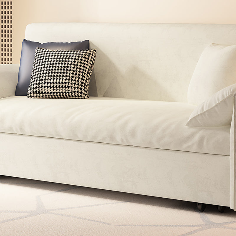 Faux Leather Sofa Bed Convertible with Storage Sofa in Beige