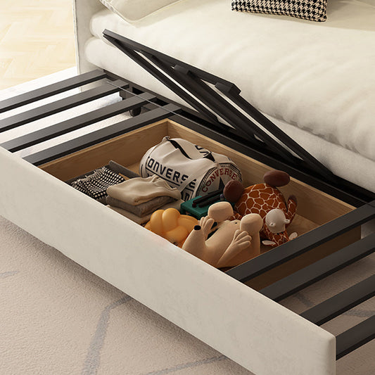 Faux Leather Sofa Bed Convertible with Storage Sofa in Beige