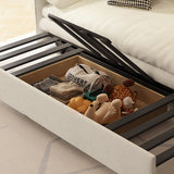 ベージュのストレージソファを備えたフェイクレザーソファベッドコンバーチブル