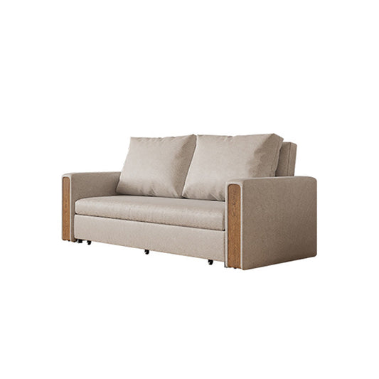 Leather Square Arm Sofa Bed Solid Color Storage Sofa Bed for Apartment