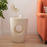 14.2" W x 14.2" D x 18.5" H Accent Side Table Cement with A Hole Corner Table in White
