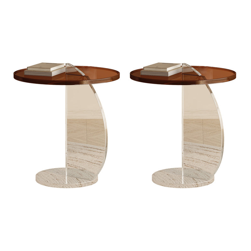 Contemporary Round Side End Table Plastic Pedestal Sofa Side Accent Table