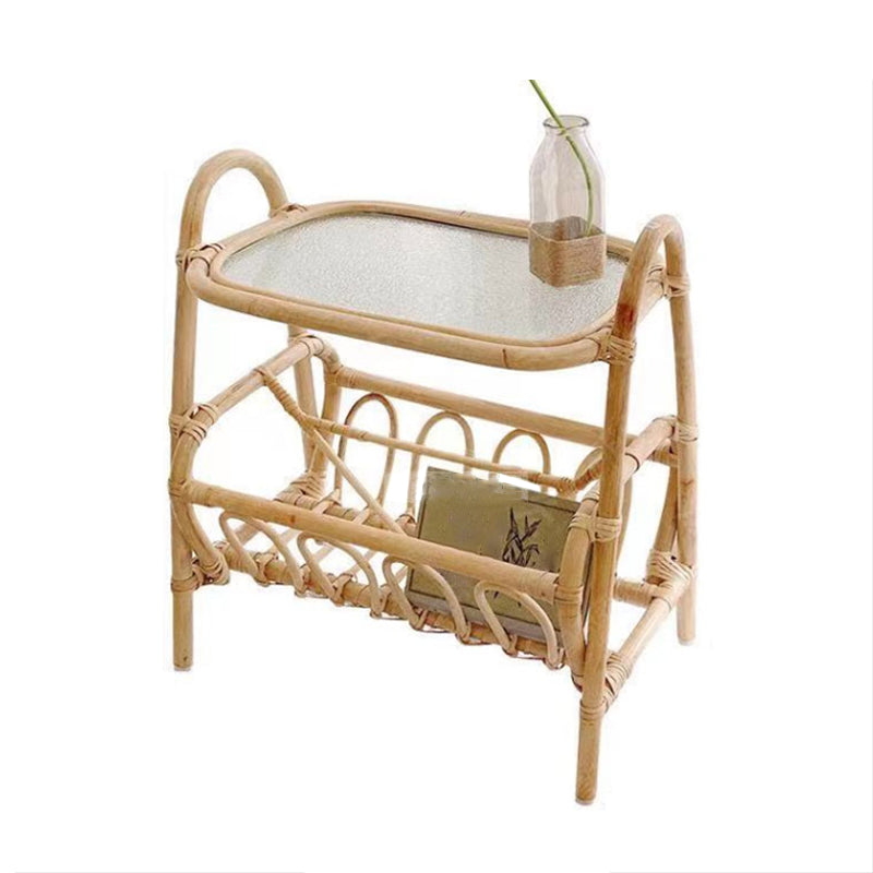 Tavolo accento laterale di divano in legno in stile asiatico soggiorno snack snack laterale