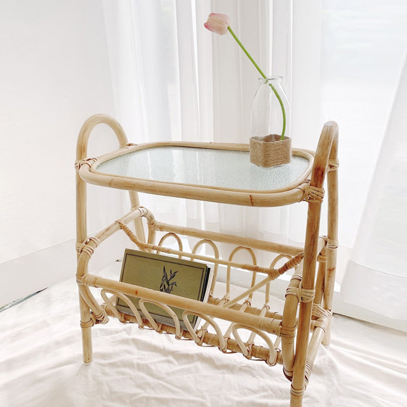 Tavolo accento laterale di divano in legno in stile asiatico soggiorno snack snack laterale