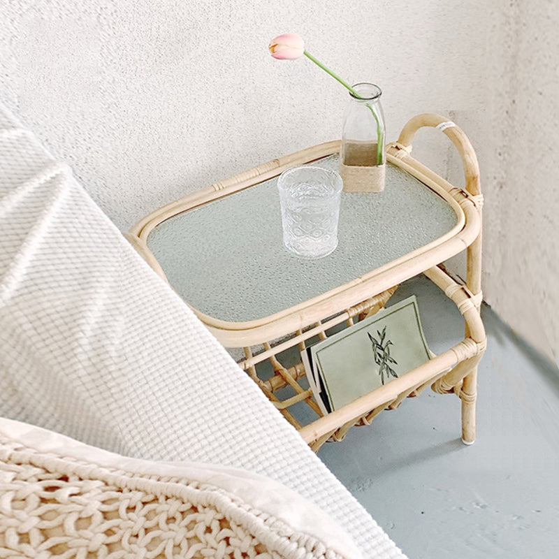 Tavolo accento laterale di divano in legno in stile asiatico soggiorno snack snack laterale