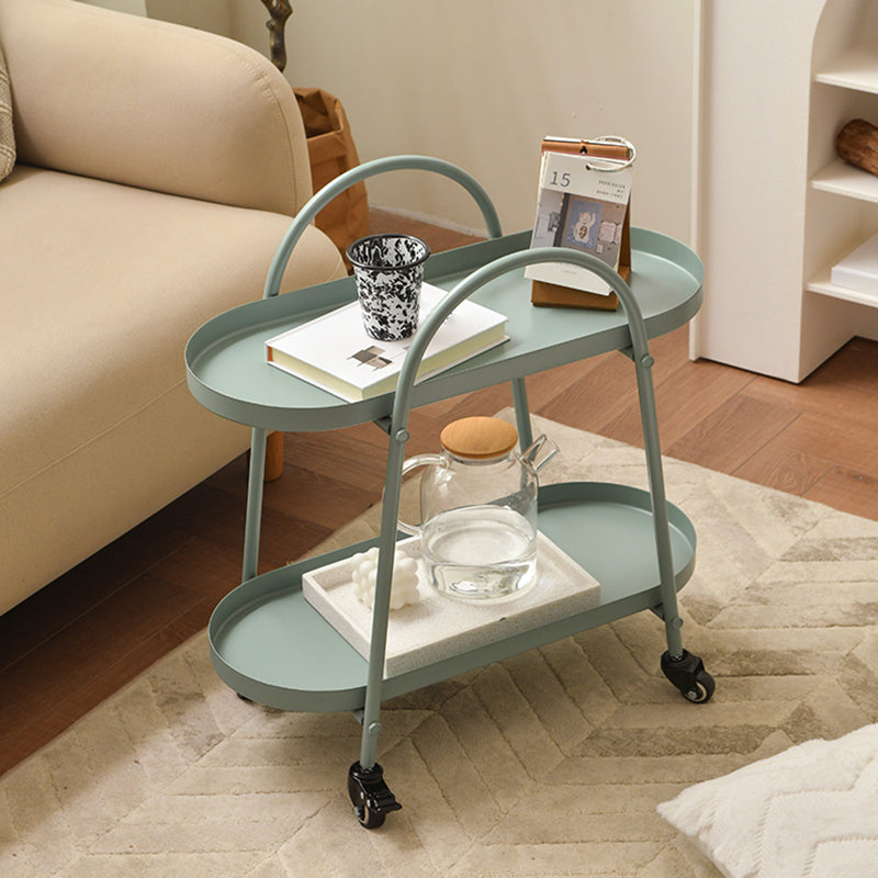 Tavolo da goccia a doppio livello del vassoio contemporaneo tavolo da diapositiva ovale con archiviazione