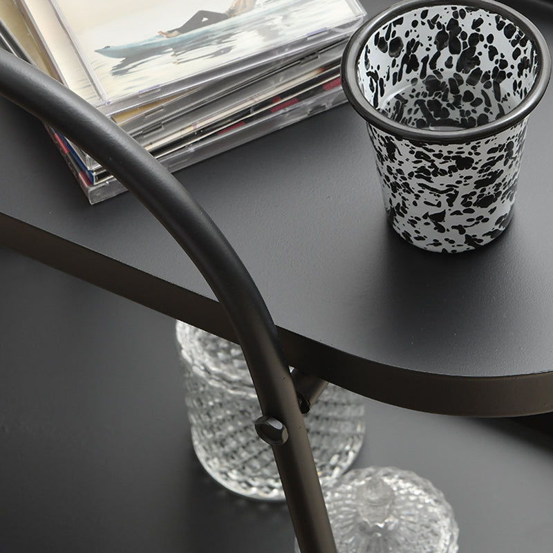 Tavolo da goccia a doppio livello del vassoio contemporaneo tavolo da diapositiva ovale con archiviazione