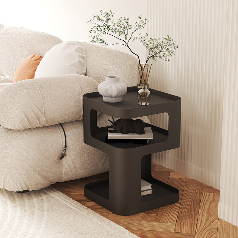 Tavolo da spuntino all'estremità laterale contemporanea con ripiani in metallo tavolo da camera da letto