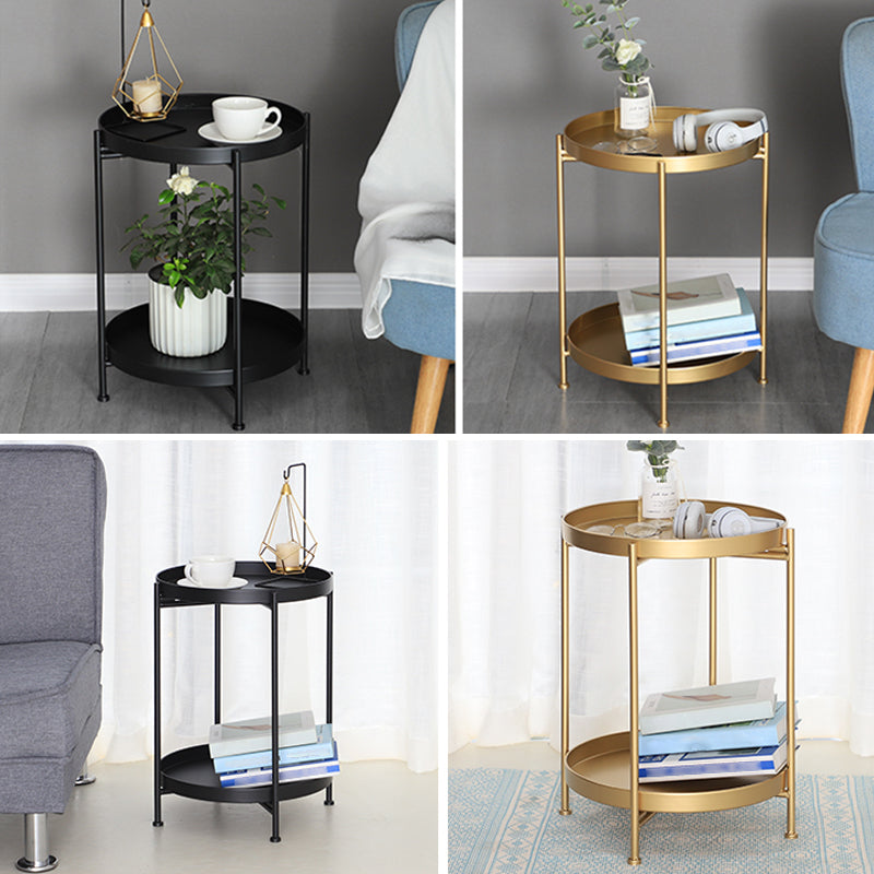 Round Shape Sofa Side Accent Table Tray Top Modernistic Bedroom End Table