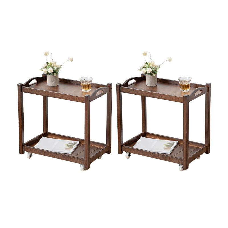 Legno massiccio contemporaneo 4 gambe quadrate a doppio livello tavolino