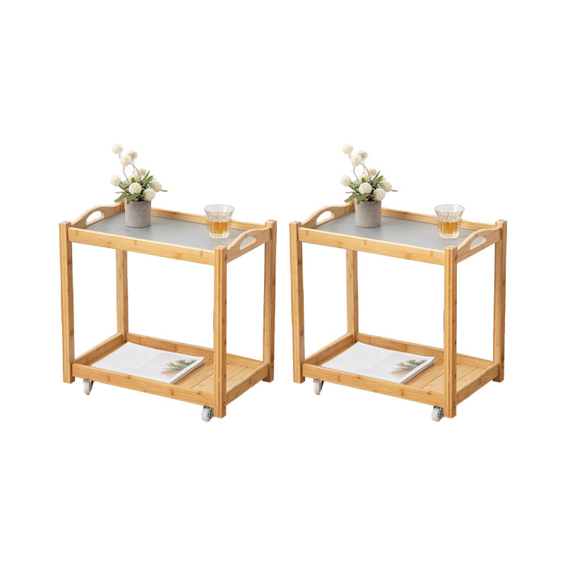 Legno massiccio contemporaneo 4 gambe quadrate a doppio livello tavolino