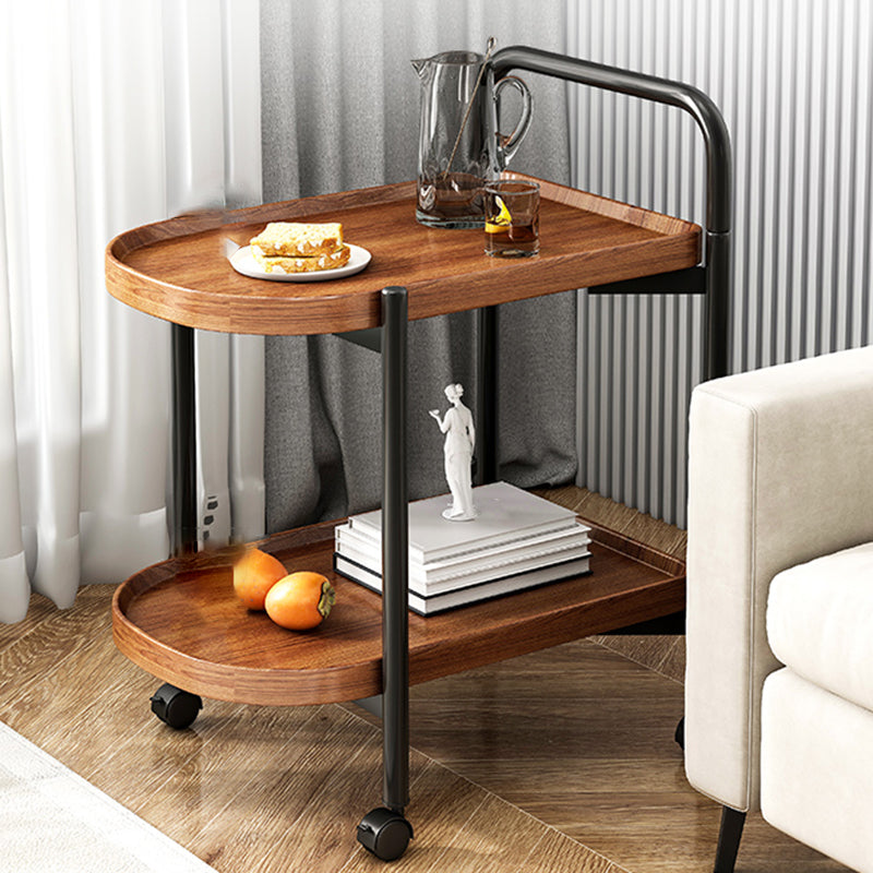 Contemporary Accent Side Table with Storage Wood and Metal End Table