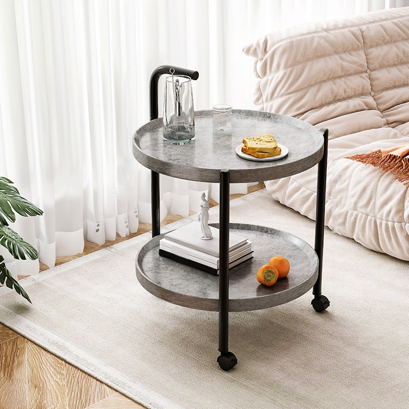 Contemporary Accent Side Table with Storage Wood and Metal End Table