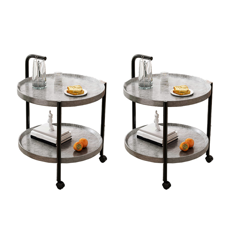 Contemporary Accent Side Table with Storage Wood and Metal End Table