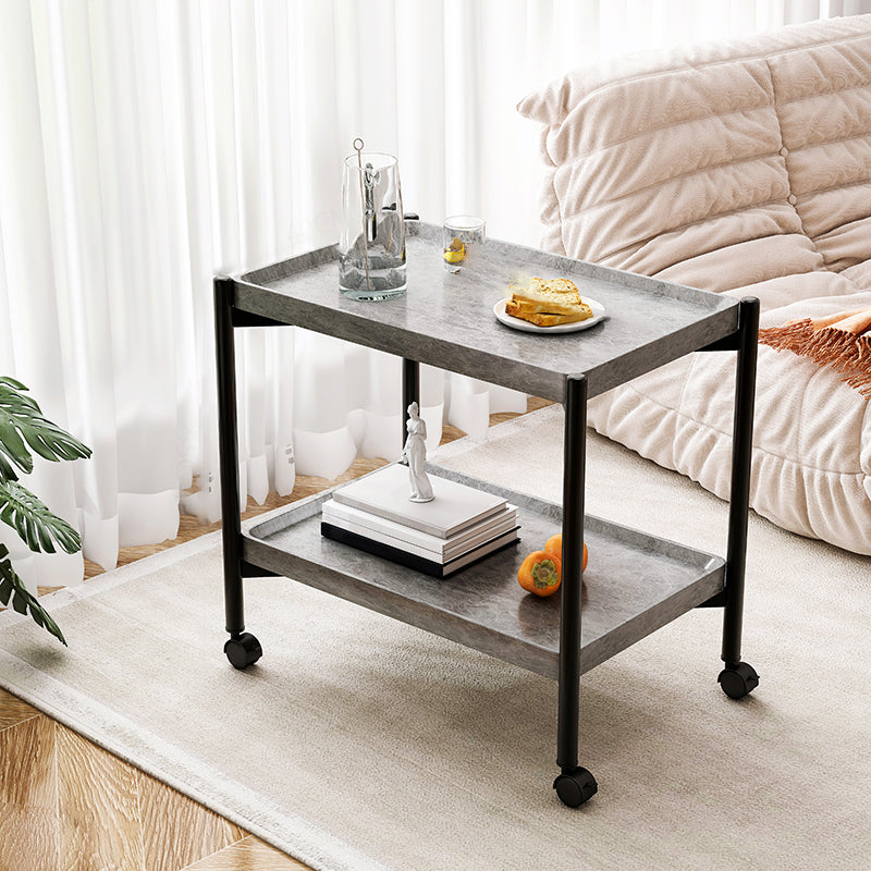 Contemporary Accent Side Table with Storage Wood and Metal End Table