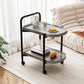 Contemporary Accent Side Table with Storage Wood and Metal End Table