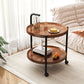 Contemporary Accent Side Table with Storage Wood and Metal End Table
