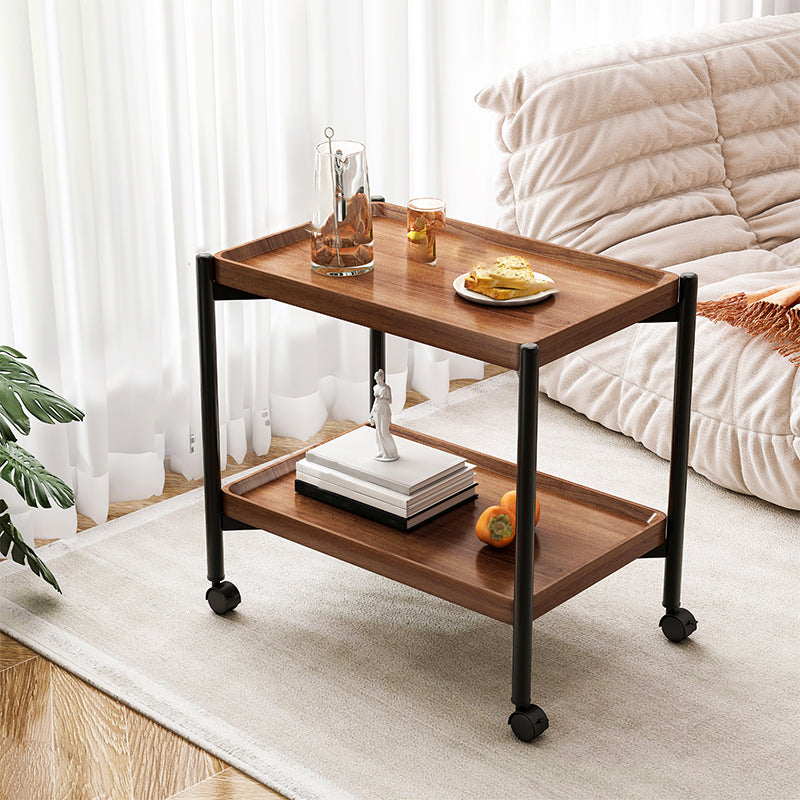 Contemporary Accent Side Table with Storage Wood and Metal End Table