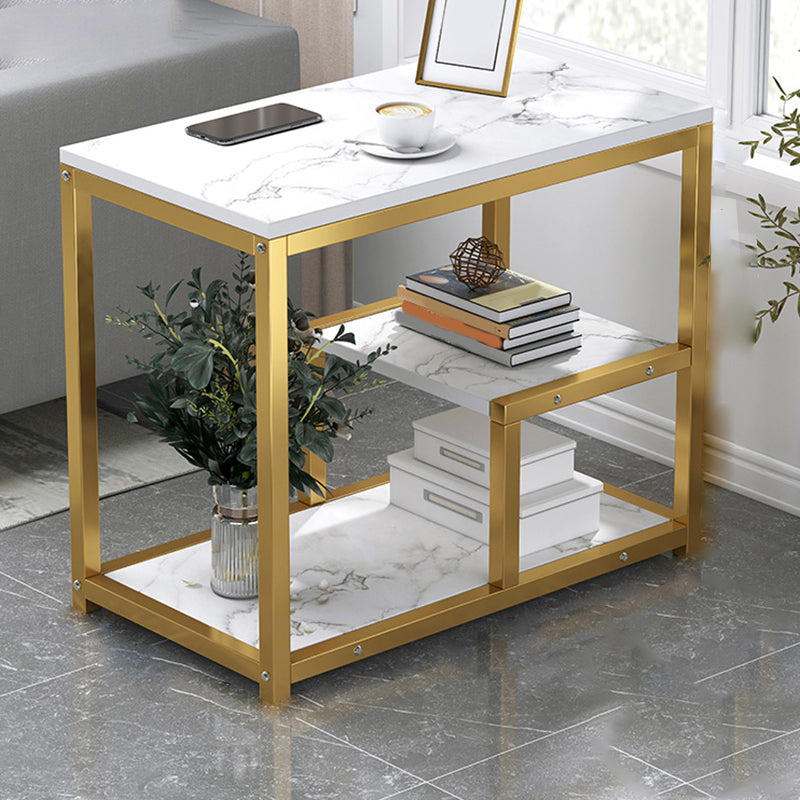 Industrial Rectangular Corner Table Metal Side End Snack Table 24"L x 16"W x 27"H White 1 Clearhalo 'Coffee & Accent Tables' 'End & Side Tables' 'end_side_tables' 'furn' 'furn_end_side_tables' 'Furniture' 'Living Room Furniture' 6856259