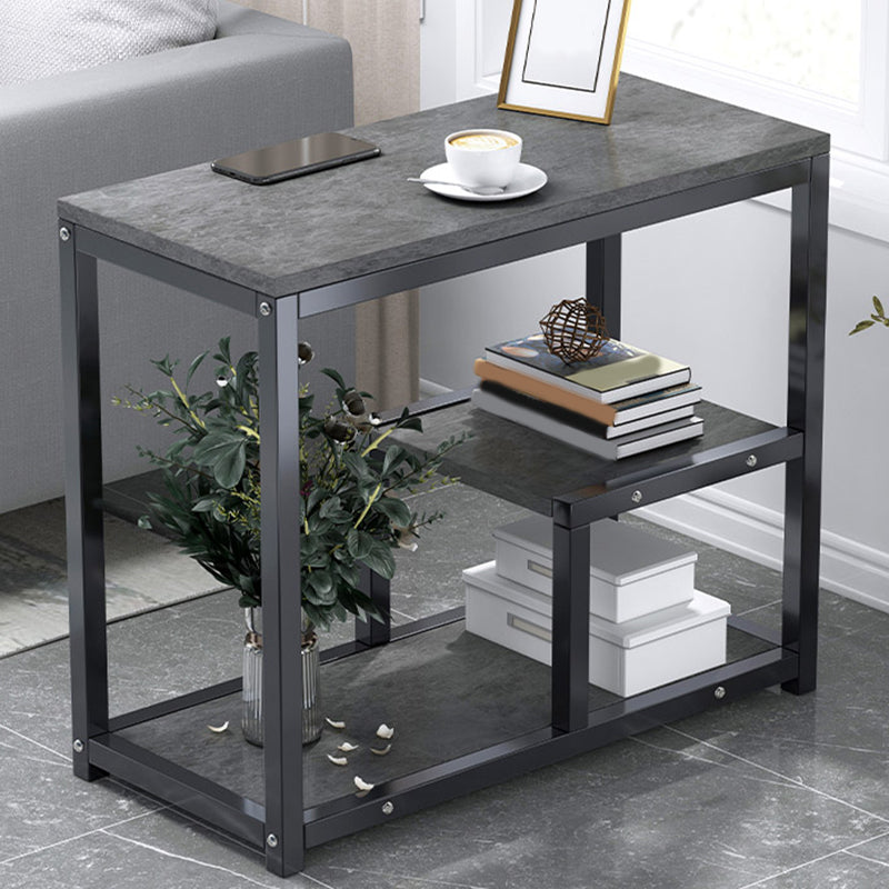 Industrial Rectangular Corner Table Metal Side End Snack Table 24"L x 12"W x 27"H Grey 1 Clearhalo 'Coffee & Accent Tables' 'End & Side Tables' 'end_side_tables' 'furn' 'furn_end_side_tables' 'Furniture' 'Living Room Furniture' 6856265