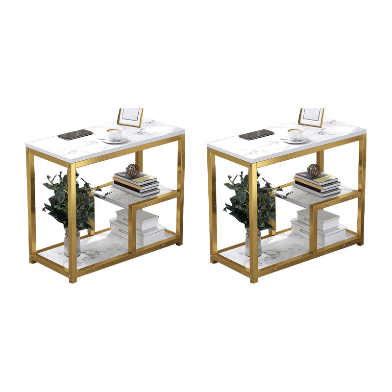 Industrial Rectangular Accent Side Table Metal Side End Snack Table 24"L x 12"W x 27"H White 2 Clearhalo 'Coffee & Accent Tables' 'End & Side Tables' 'end_side_tables' 'furn' 'furn_end_side_tables' 'Furniture' 'Living Room Furniture' 6856308