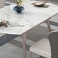 Mesa de comedor contemporánea con base metálica Mesa de comedor de piedra rectangular