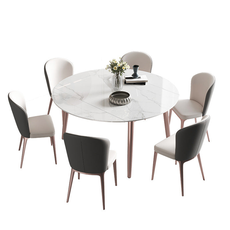 Mesa de comedor contemporánea con base metálica Mesa de comedor de piedra rectangular