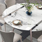 Mesa de comedor contemporánea con base metálica Mesa de comedor de piedra rectangular