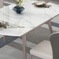 Mesa de comedor contemporánea con base metálica Mesa de comedor de piedra rectangular