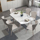 Mesa de comedor contemporánea con base metálica Mesa de comedor de piedra rectangular