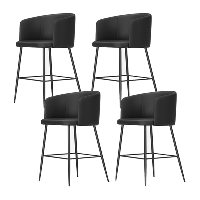 Taburete de bar moderno, taburetes de bar con respaldo de cuero para comedor con patas de metal