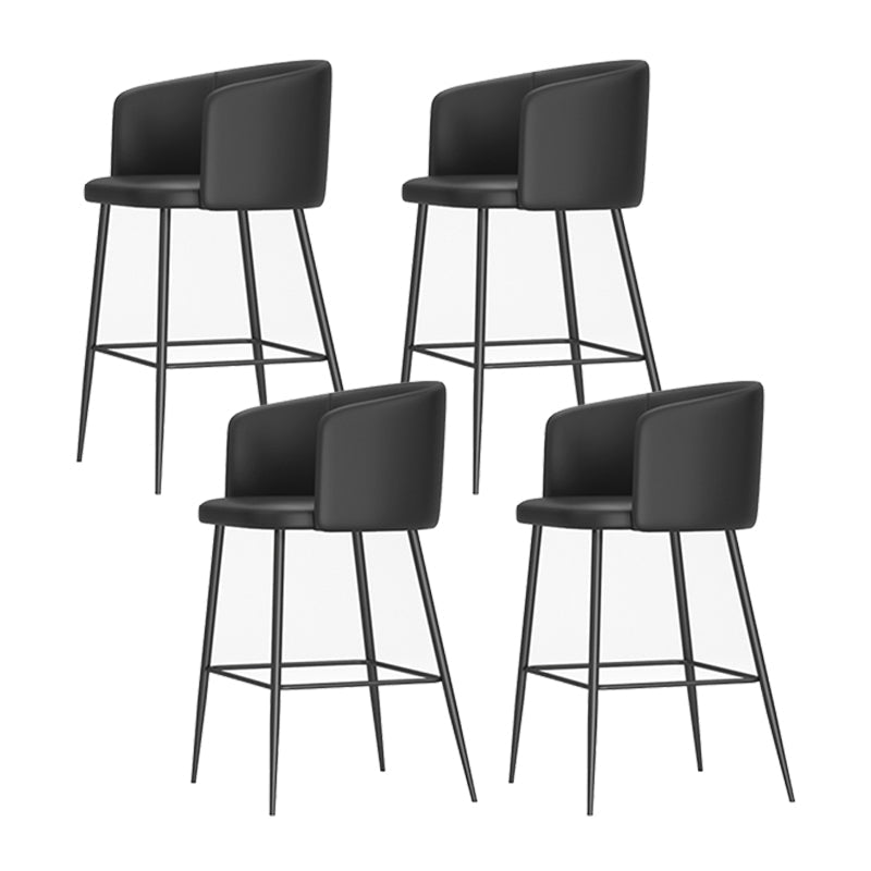 Taburete de bar moderno, taburetes de bar con respaldo de cuero para comedor con patas de metal