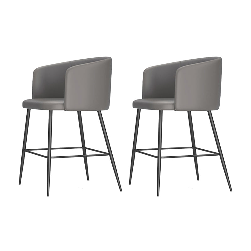 Taburete de bar moderno, taburetes de bar con respaldo de cuero para comedor con patas de metal