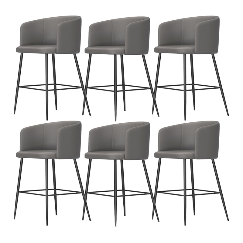 Taburete de bar moderno, taburetes de bar con respaldo de cuero para comedor con patas de metal