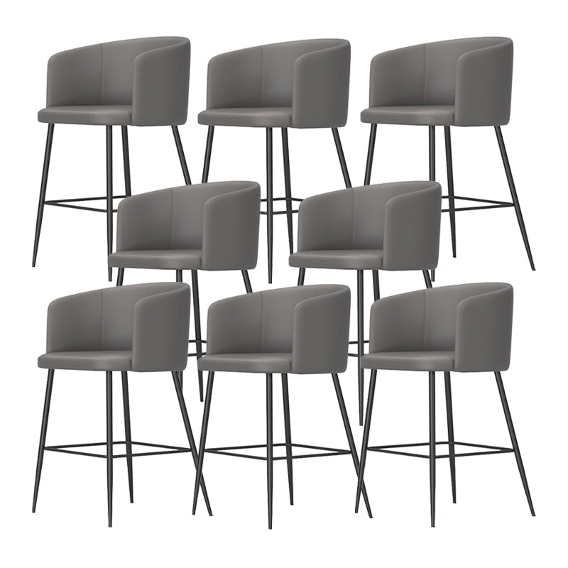Taburete de bar moderno, taburetes de bar con respaldo de cuero para comedor con patas de metal