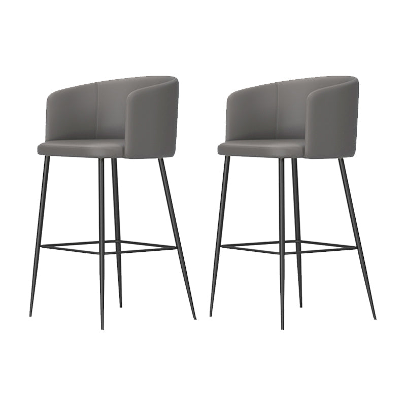 Taburete de bar moderno, taburetes de bar con respaldo de cuero para comedor con patas de metal