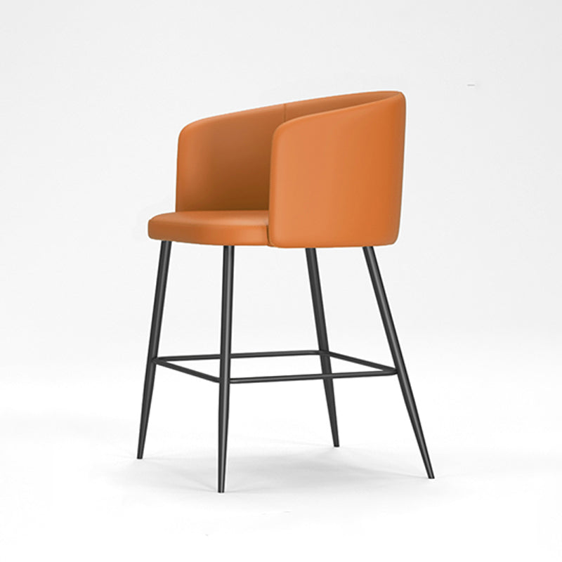 Taburete de bar moderno, taburetes de bar con respaldo de cuero para comedor con patas de metal