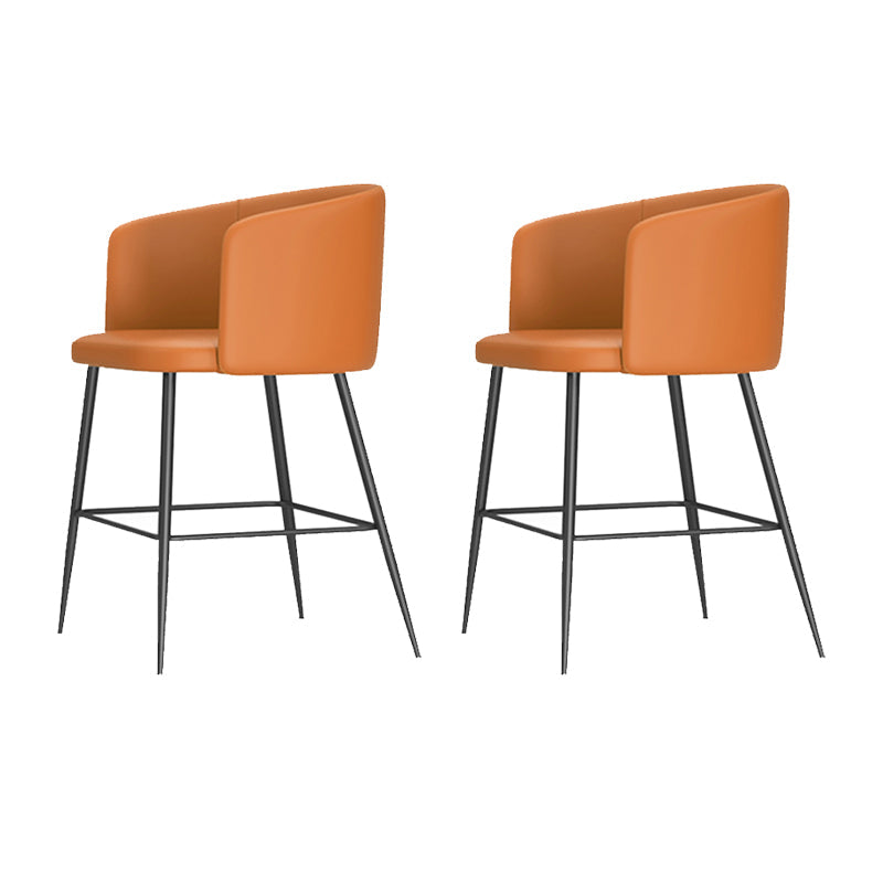 Taburete de bar moderno, taburetes de bar con respaldo de cuero para comedor con patas de metal
