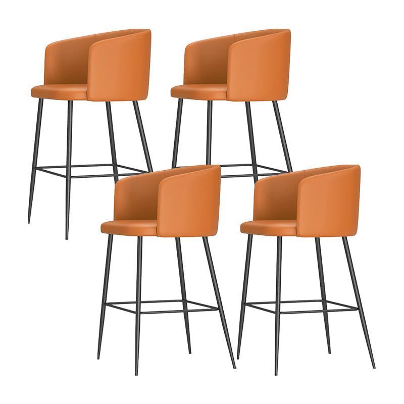 Taburete de bar moderno, taburetes de bar con respaldo de cuero para comedor con patas de metal