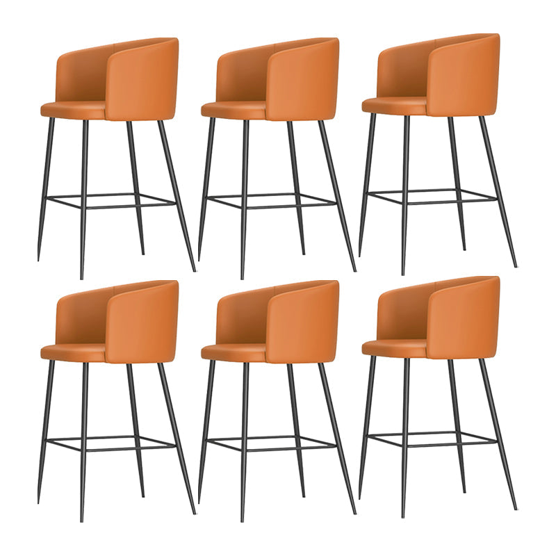 Taburete de bar moderno, taburetes de bar con respaldo de cuero para comedor con patas de metal